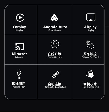 Adaptateur CarPlay 4-en-1 Nouvelle Version, Sans Fil, Bluetooth, Mise en Miroir d'Écran, Intelligent, Plug-and-Play