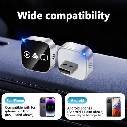 Adaptateur CarPlay 4-en-1 Nouvelle Version, Sans Fil, Bluetooth, Mise en Miroir d'Écran, Intelligent, Plug-and-Play